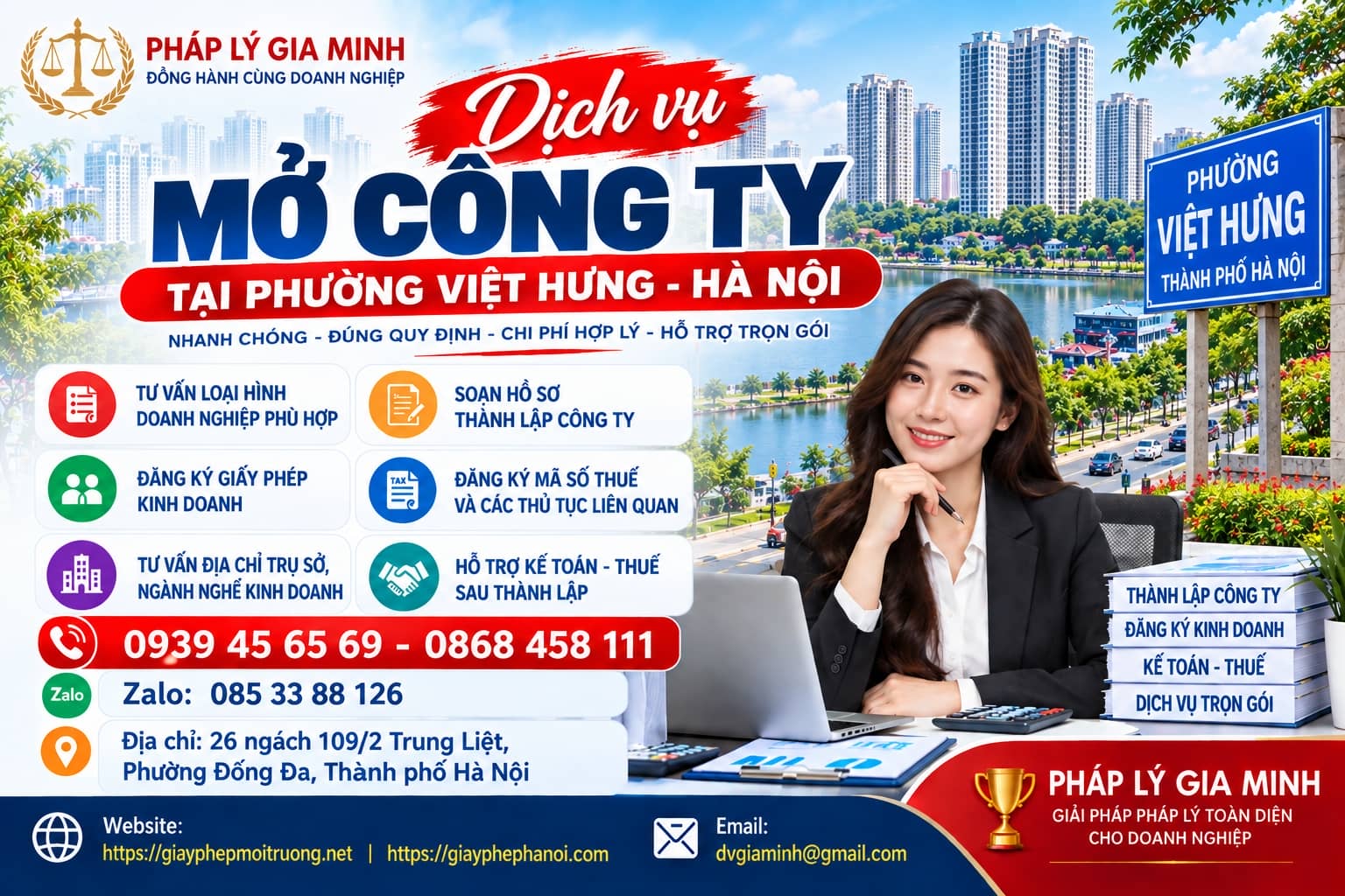 Dịch vụ mở công ty tại phường Việt Hưng Hà Nội